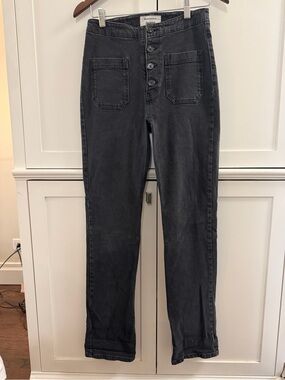 Reformation Black High-Rise Straight Leg Jeans